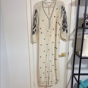 Free People Embroidered Cream Jumpsuit